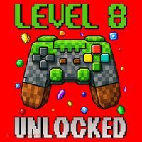 Birthday Level 8 Unlocked 8th Birthday Game Pixel Gift Santa Hat thumb 1