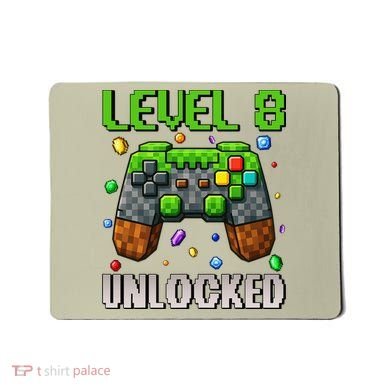 Birthday Level 8 Unlocked 8th Birthday Game Pixel Gift Mousepad