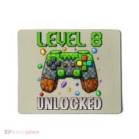 Birthday Level 8 Unlocked 8th Birthday Game Pixel Gift Mousepad thumb 0