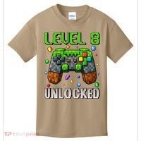 Birthday Level 8 Unlocked 8th Birthday Game Pixel Gift Kids T-Shirt thumb 0