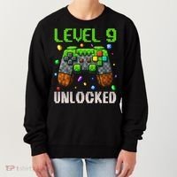 Birthday Level 9 Unlocked 9th Birthday Game Pixel Gift Women's Sweatshirt thumb 0