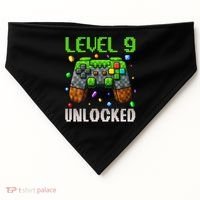 Birthday Level 9 Unlocked 9th Birthday Game Pixel Gift USA-Made Doggie Bandana thumb 0