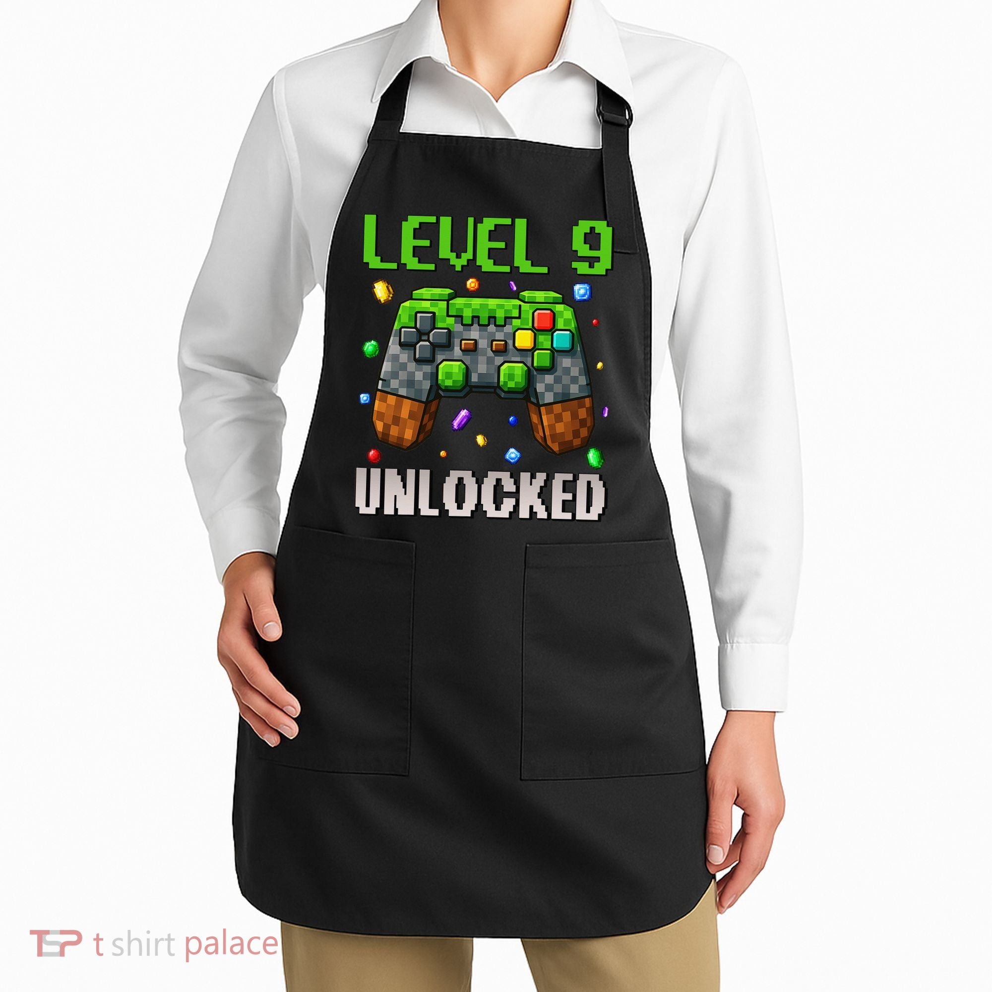 Birthday Level 9 Unlocked 9th Birthday Game Pixel Gift Apron