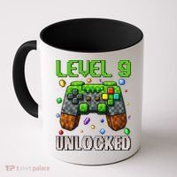 Birthday Level 9 Unlocked 9th Birthday Game Pixel Gift Coffee Mug thumb 0