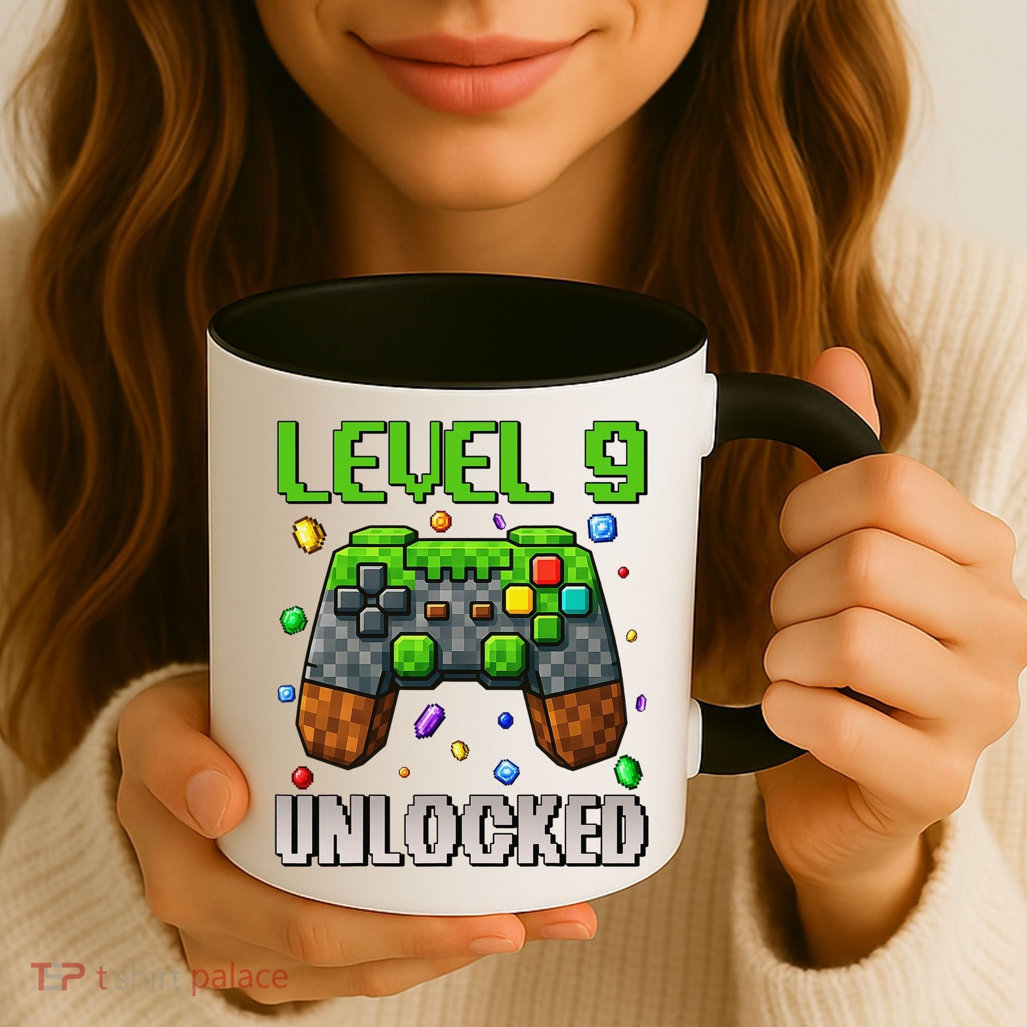 Birthday Level 9 Unlocked 9th Birthday Game Pixel Gift Coffee Mug