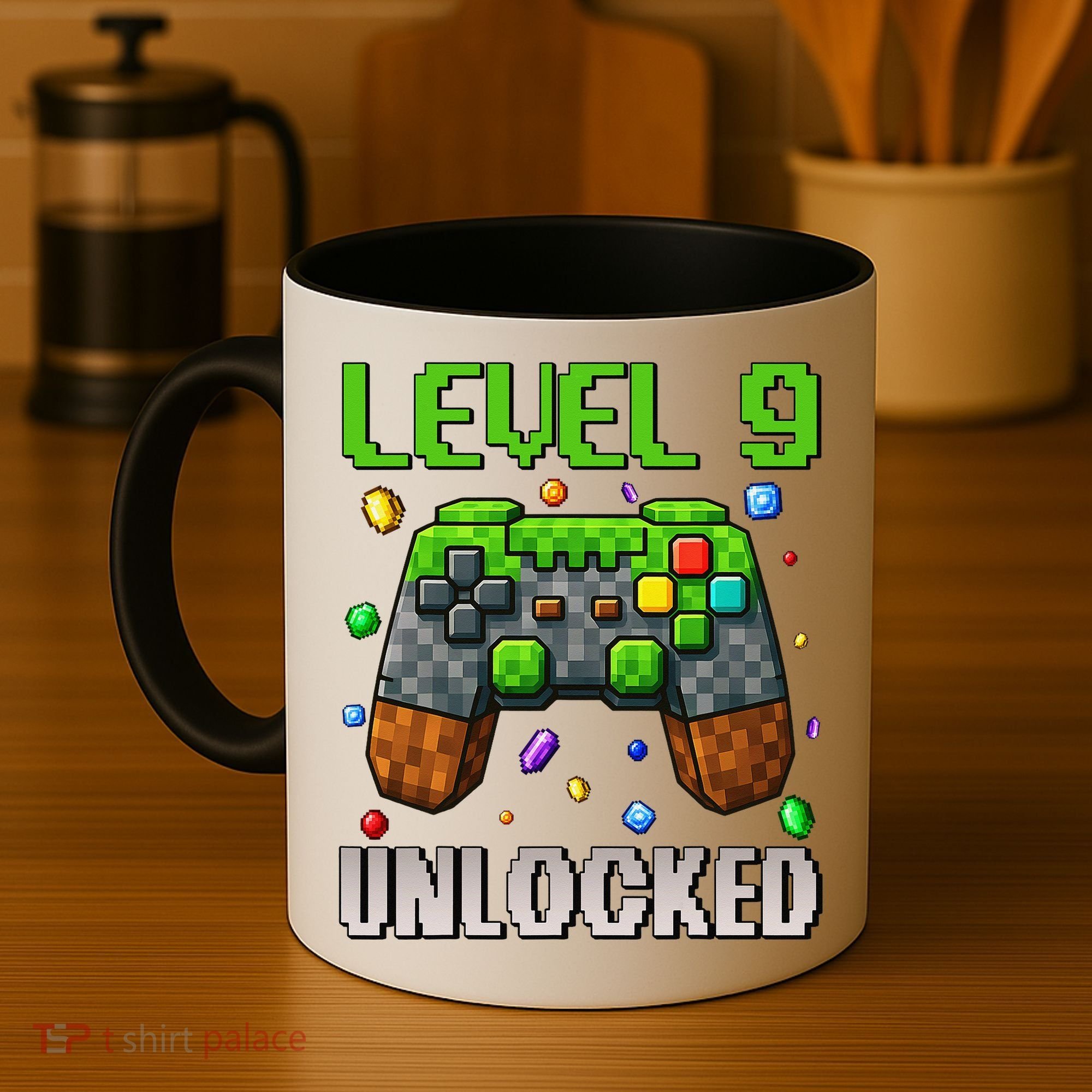 Birthday Level 9 Unlocked 9th Birthday Game Pixel Gift Coffee Mug