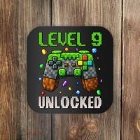 Birthday Level 9 Unlocked 9th Birthday Game Pixel Gift Coaster thumb 0