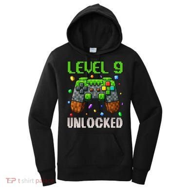 Birthday Level 9 Unlocked 9th Birthday Game Pixel Gift Women's Hoodie