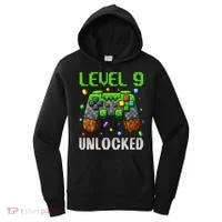 Birthday Level 9 Unlocked 9th Birthday Game Pixel Gift Women's Hoodie thumb 0