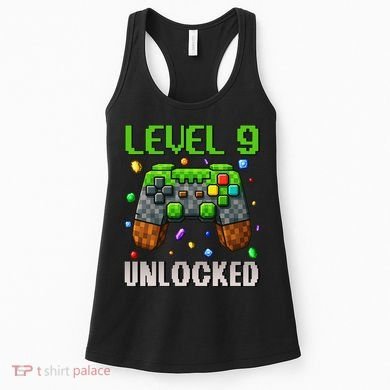Birthday Level 9 Unlocked 9th Birthday Game Pixel Gift Women's Tank Top