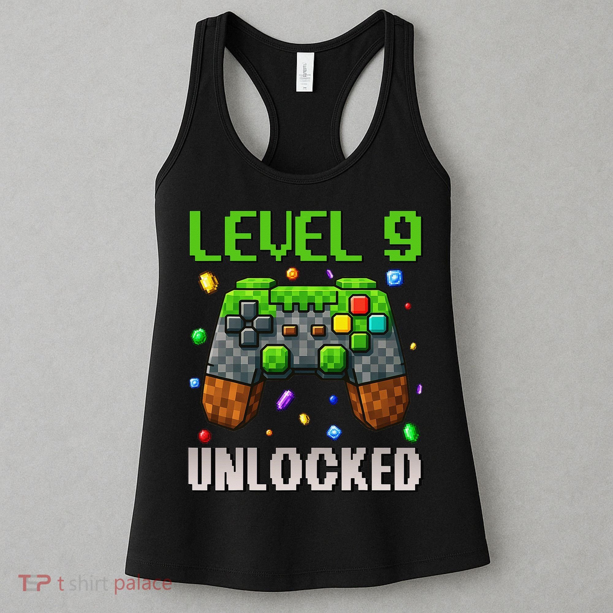Birthday Level 9 Unlocked 9th Birthday Game Pixel Gift Women's Tank Top