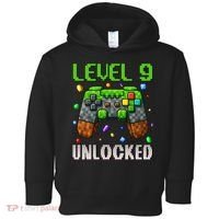 Birthday Level 9 Unlocked 9th Birthday Game Pixel Gift Toddler Hoodie thumb 0