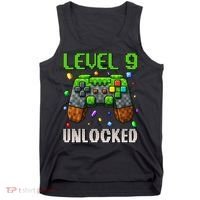 Birthday Level 9 Unlocked 9th Birthday Game Pixel Gift Tank Top thumb 0