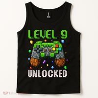 Birthday Level 9 Unlocked 9th Birthday Game Pixel Gift Tank Top thumb 2