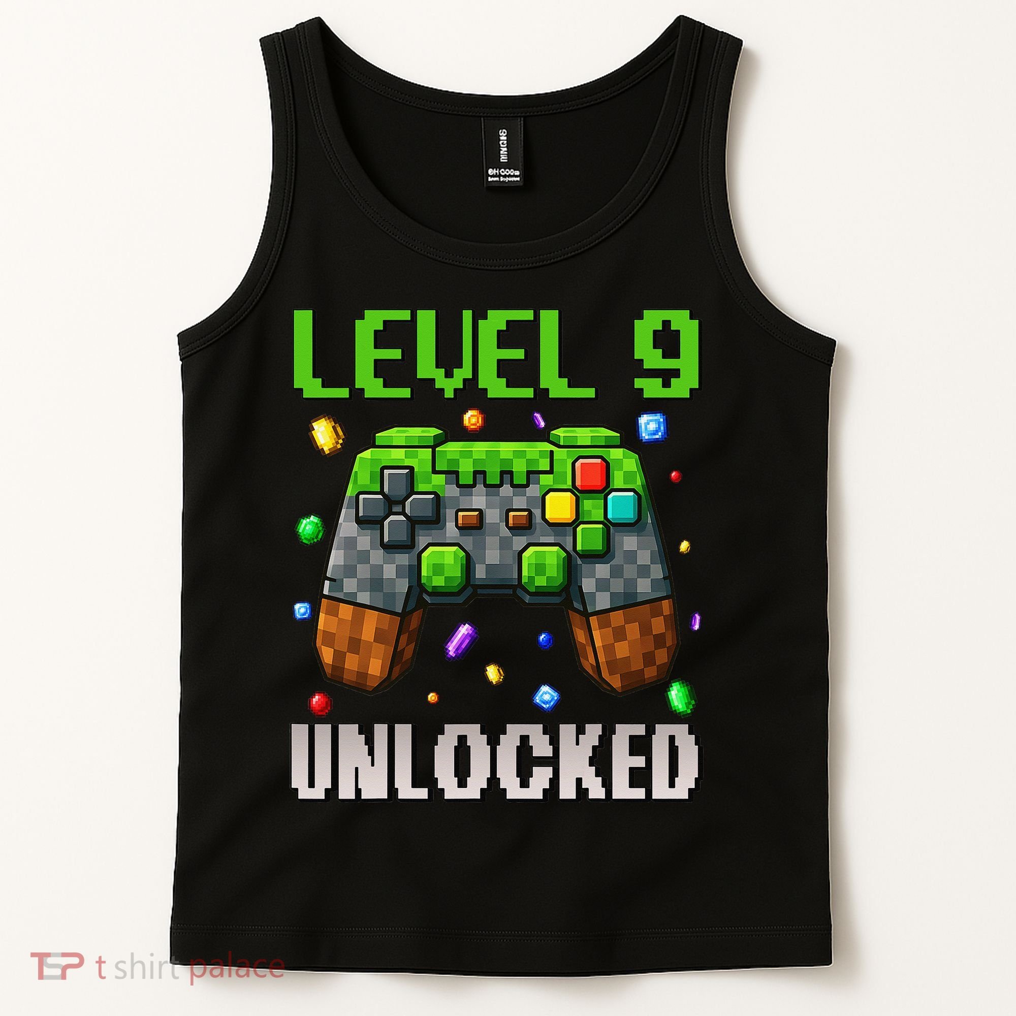 Birthday Level 9 Unlocked 9th Birthday Game Pixel Gift Tank Top