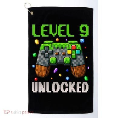 Birthday Level 9 Unlocked 9th Birthday Game Pixel Gift Golf Towel