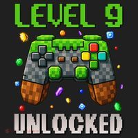 Birthday Level 9 Unlocked 9th Birthday Game Pixel Gift Golf Towel thumb 3