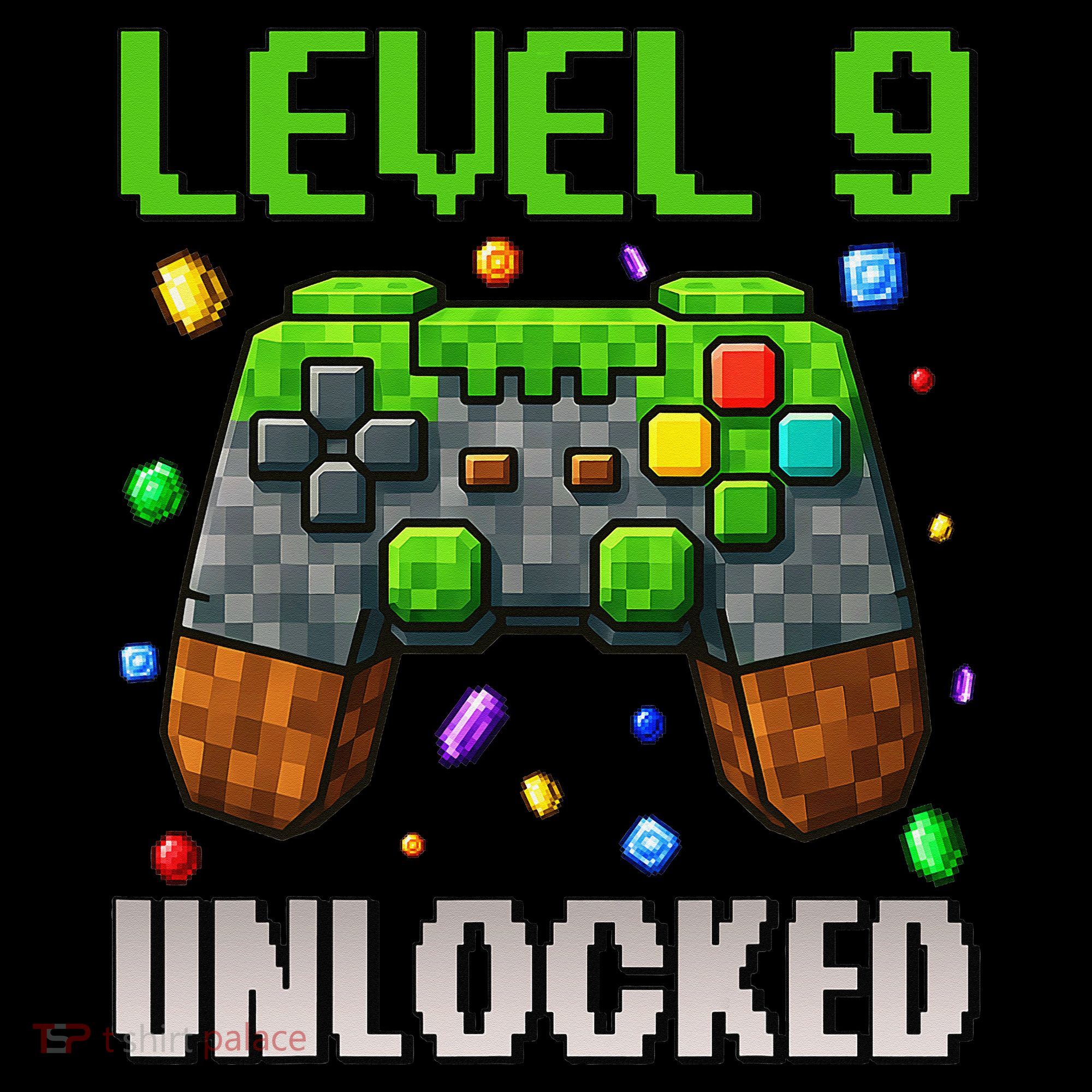Birthday Level 9 Unlocked 9th Birthday Game Pixel Gift Toddler T-Shirt