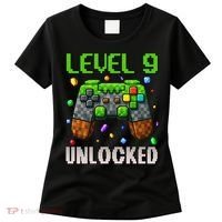 Birthday Level 9 Unlocked 9th Birthday Game Pixel Gift Women's T-Shirt thumb 0
