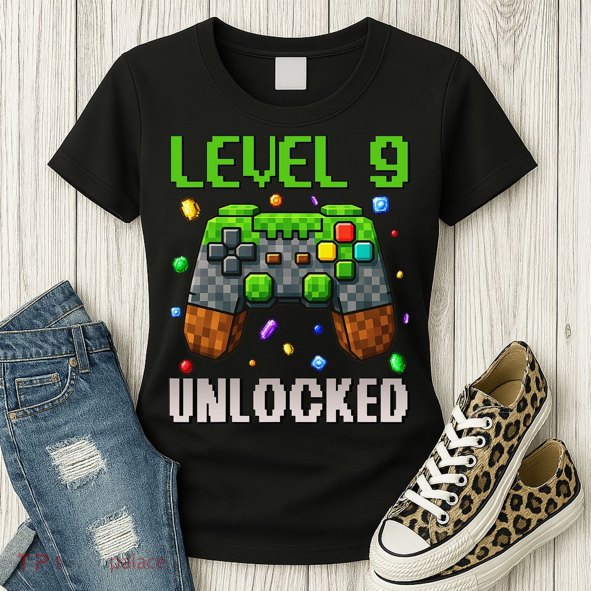 Birthday Level 9 Unlocked 9th Birthday Game Pixel Gift Women's T-Shirt