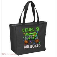 Birthday Level 9 Unlocked 9th Birthday Game Pixel Gift Tote Bag thumb 2