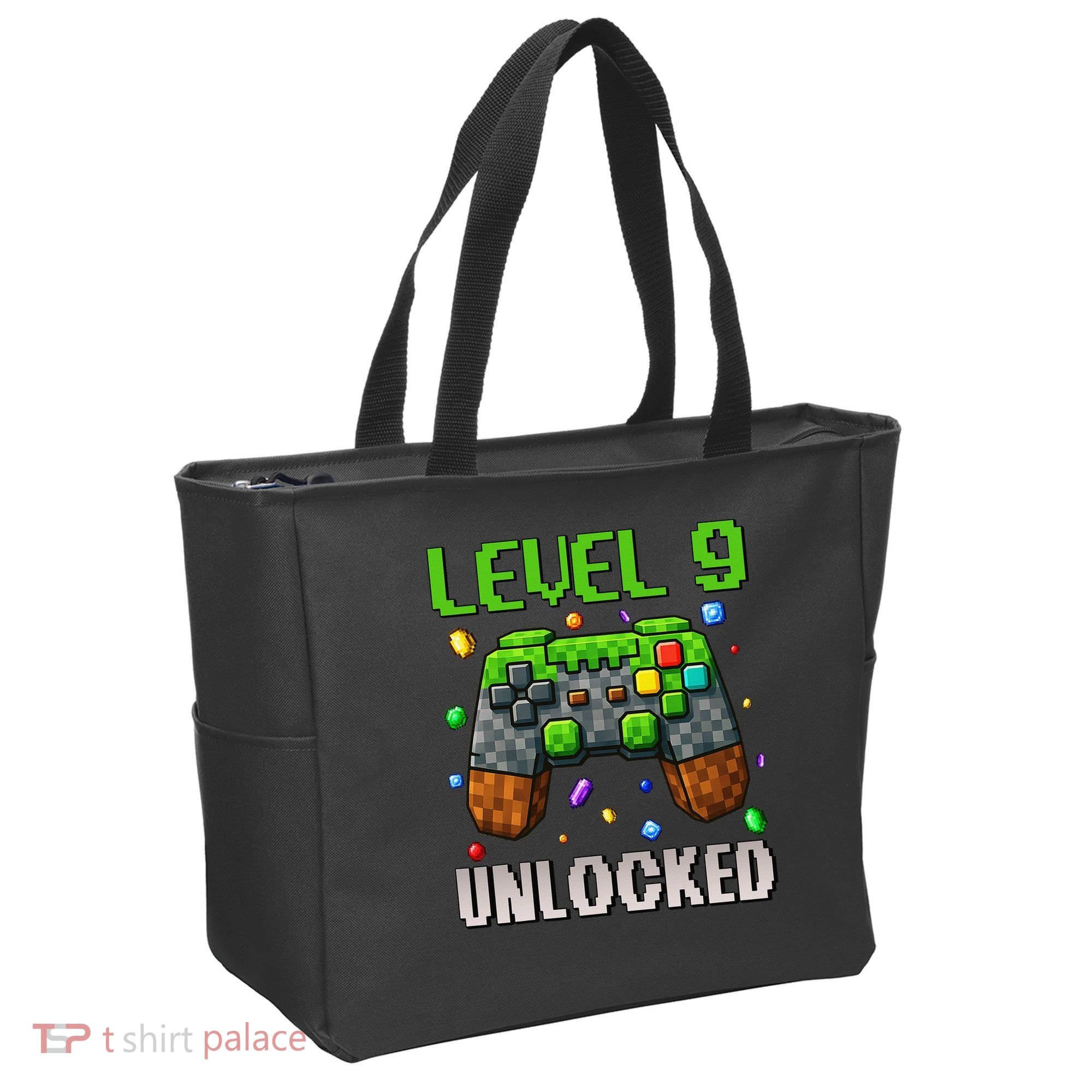 Birthday Level 9 Unlocked 9th Birthday Game Pixel Gift Tote Bag