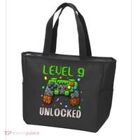 Birthday Level 9 Unlocked 9th Birthday Game Pixel Gift Tote Bag thumb 3