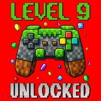 Birthday Level 9 Unlocked 9th Birthday Game Pixel Gift Santa Hat thumb 1