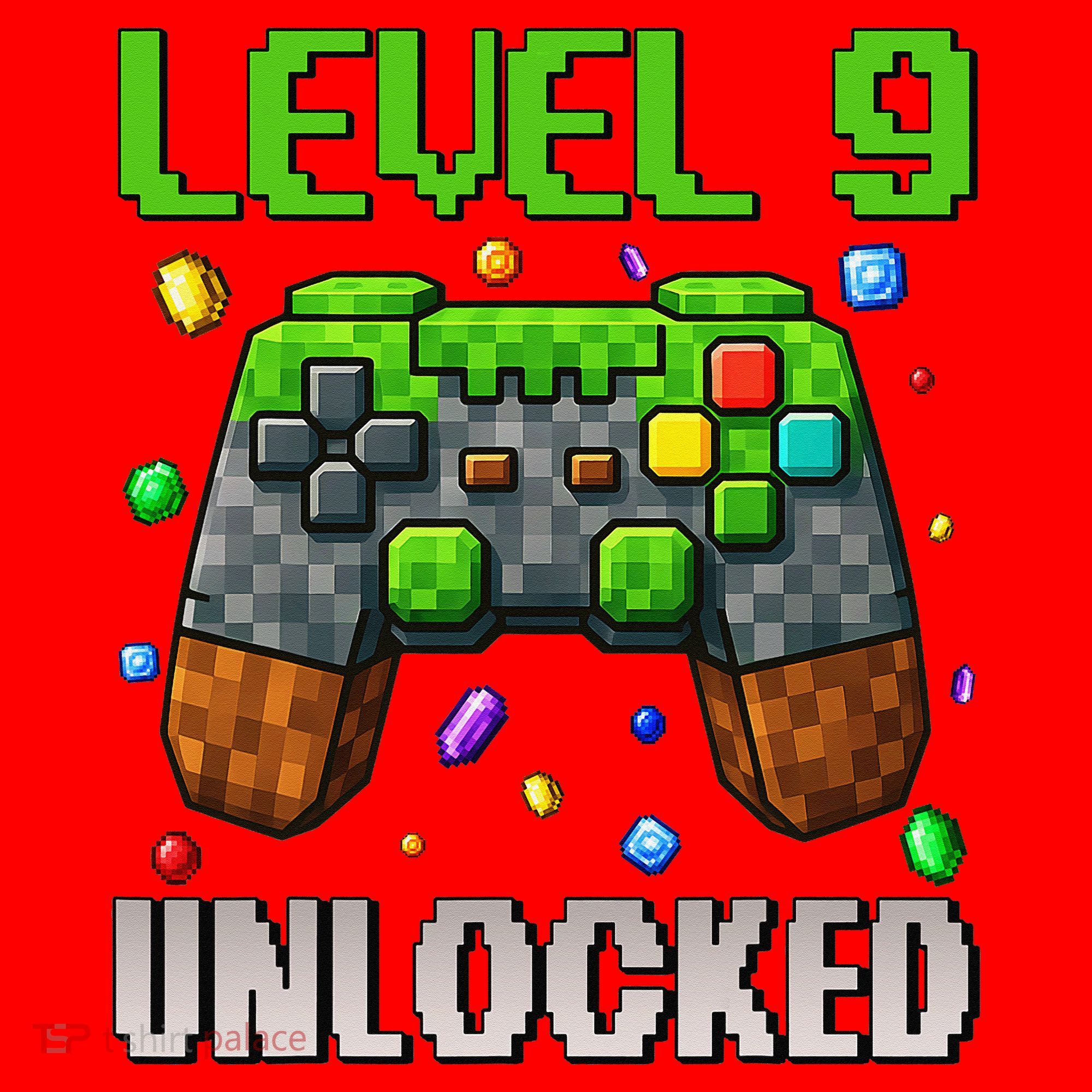 Birthday Level 9 Unlocked 9th Birthday Game Pixel Gift Santa Hat