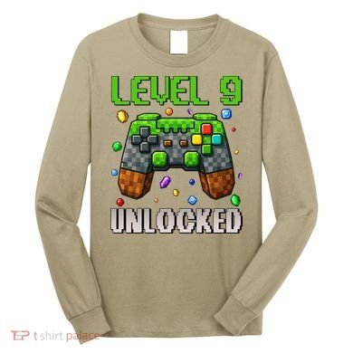 Birthday Level 9 Unlocked 9th Birthday Game Pixel Gift Long Sleeve Shirt