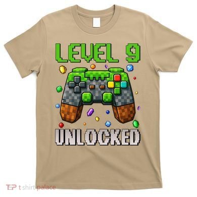 Birthday Level 9 Unlocked 9th Birthday Game Pixel Gift T-Shirt