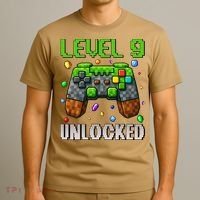 Birthday Level 9 Unlocked 9th Birthday Game Pixel Gift T-Shirt thumb 3