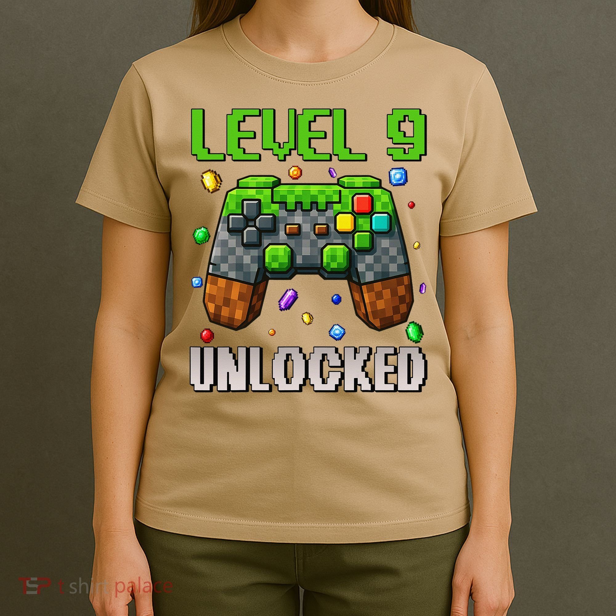Birthday Level 9 Unlocked 9th Birthday Game Pixel Gift T-Shirt