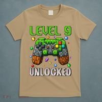 Birthday Level 9 Unlocked 9th Birthday Game Pixel Gift T-Shirt thumb 5