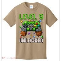 Birthday Level 9 Unlocked 9th Birthday Game Pixel Gift Kids T-Shirt thumb 0