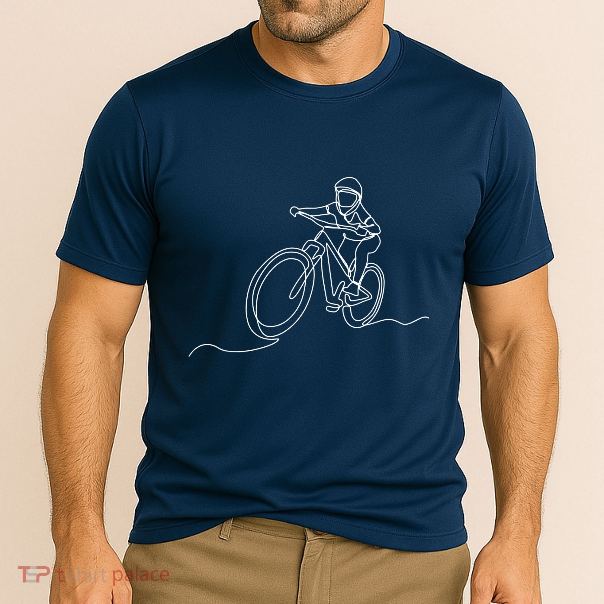 Bicycle Line Art Drawing Mountain Bike Cooling Performance Crew T-Shirt