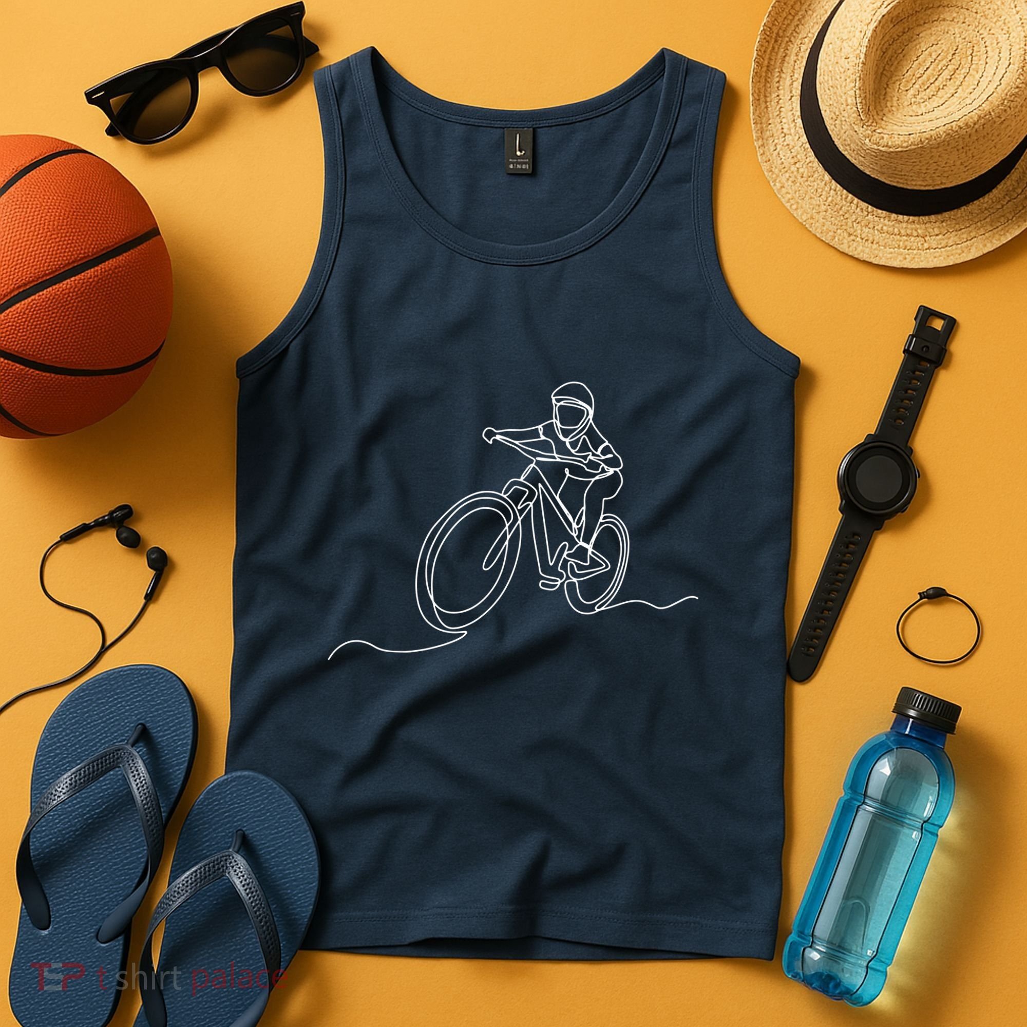 Bicycle Line Art Drawing Mountain Bike Tank Top