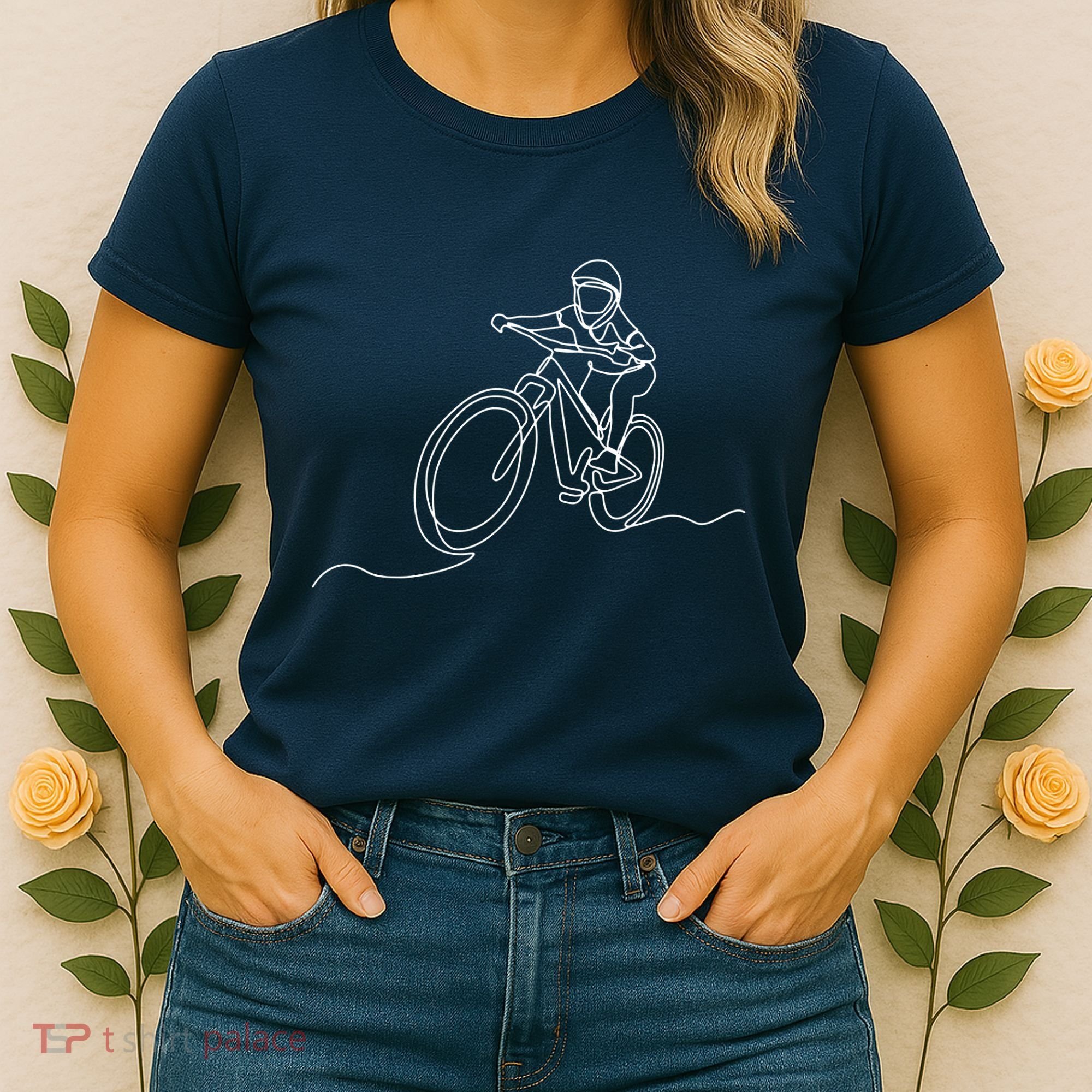 Bicycle Line Art Drawing Mountain Bike Women's T-Shirt