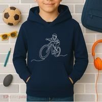 Bicycle Line Art Drawing Mountain Bike Kids Hoodie thumb 2
