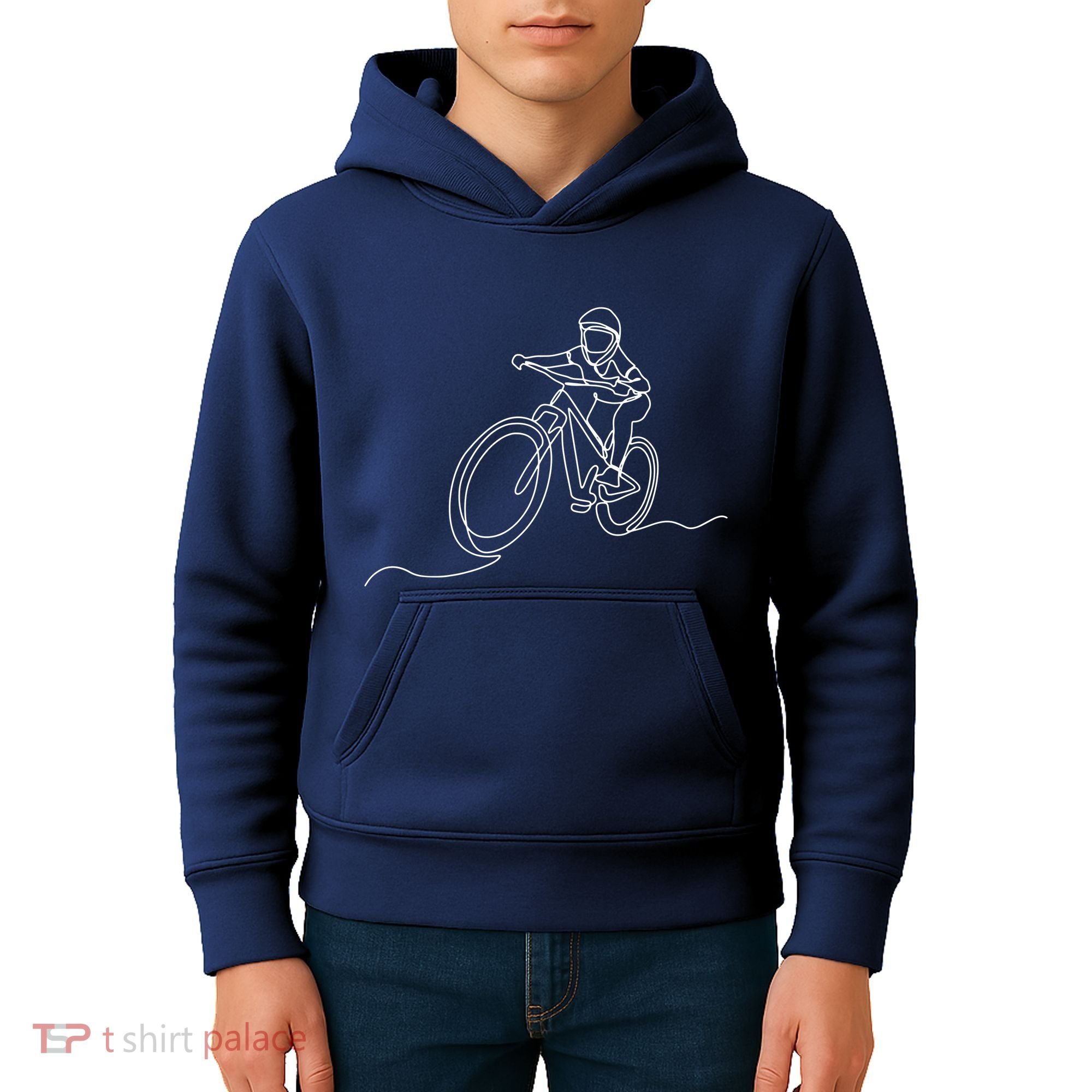Bicycle Line Art Drawing Mountain Bike Kids Hoodie