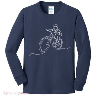 Bicycle Line Art Drawing Mountain Bike Kids Long Sleeve Shirt