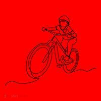 Bicycle Line Art Drawing Mountain Bike Santa Hat thumb 1