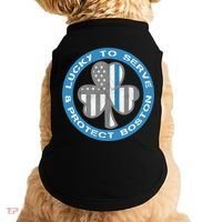 Blue Line American Flag Gift Boston Police St Patricks Day Cute Gift Doggie Tank thumb 0
