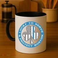 Blue Line American Flag Gift Boston Police St Patricks Day Cute Gift Coffee Mug thumb 4