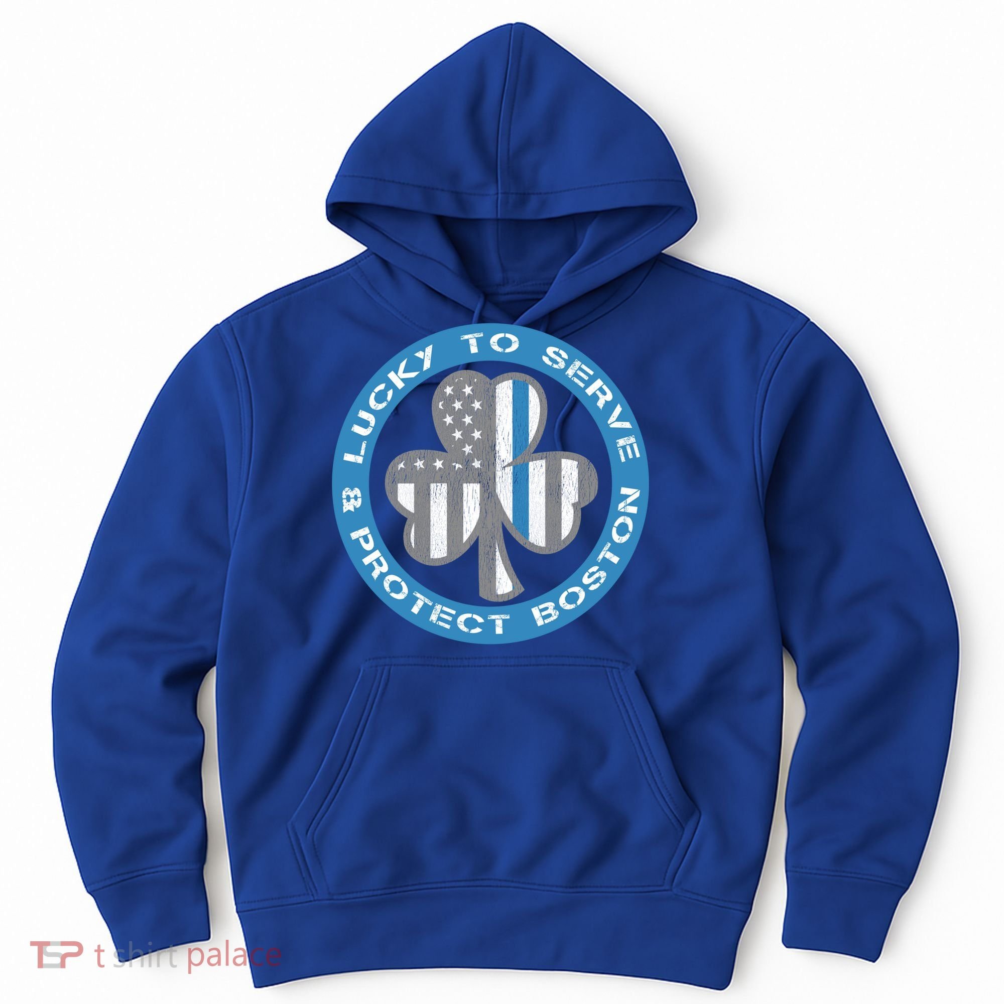 Blue Line American Flag Gift Boston Police St Patricks Day Cute Gift Hoodie