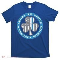Blue Line American Flag Gift Boston Police St Patricks Day Cute Gift T-Shirt thumb 0