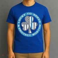 Blue Line American Flag Gift Boston Police St Patricks Day Cute Gift T-Shirt thumb 3