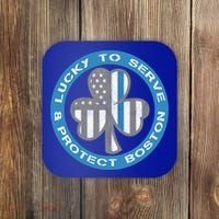 Blue Line American Flag Gift Boston Police St Patricks Day Cute Gift Coaster thumb 0