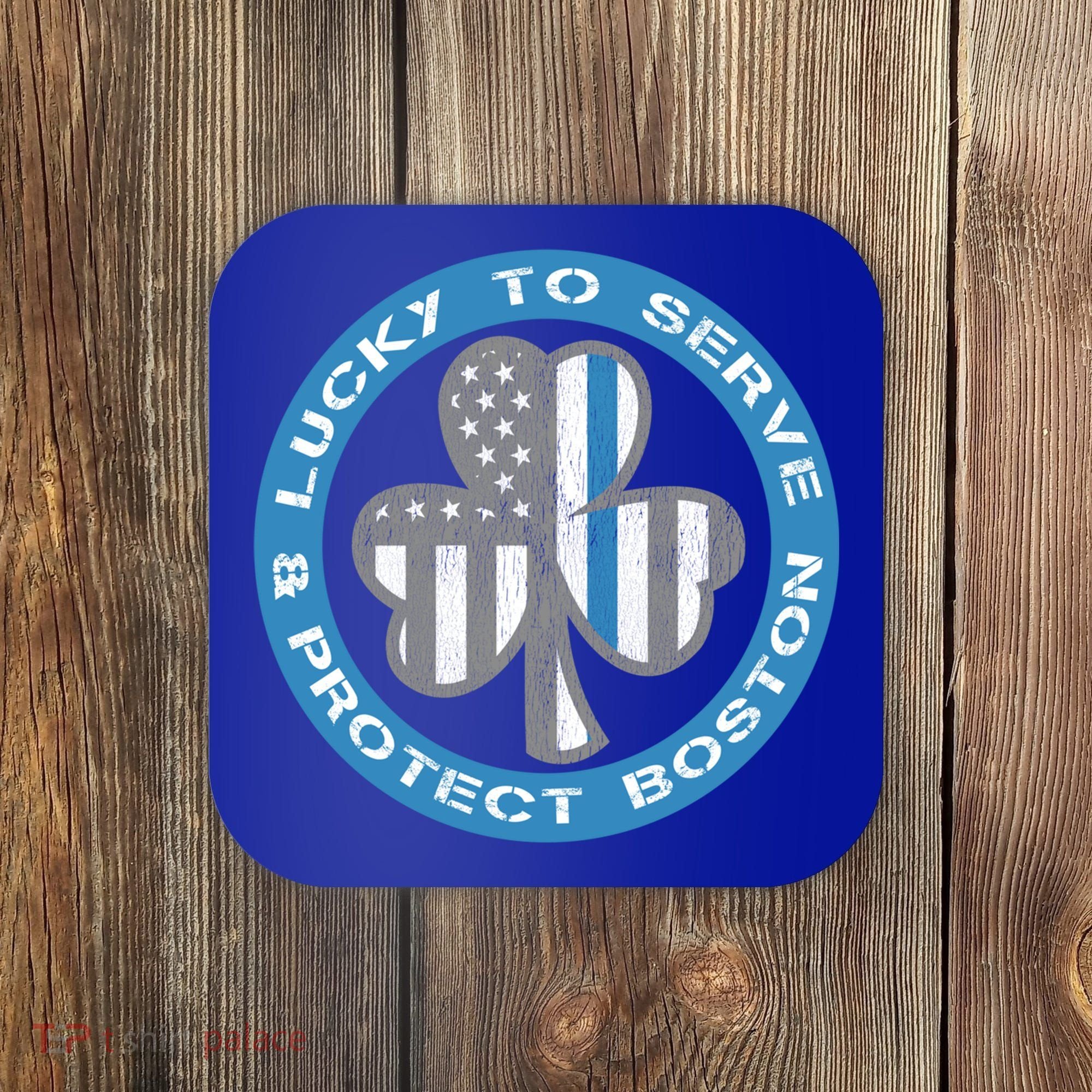 Blue Line American Flag Gift Boston Police St Patricks Day Cute Gift Coaster