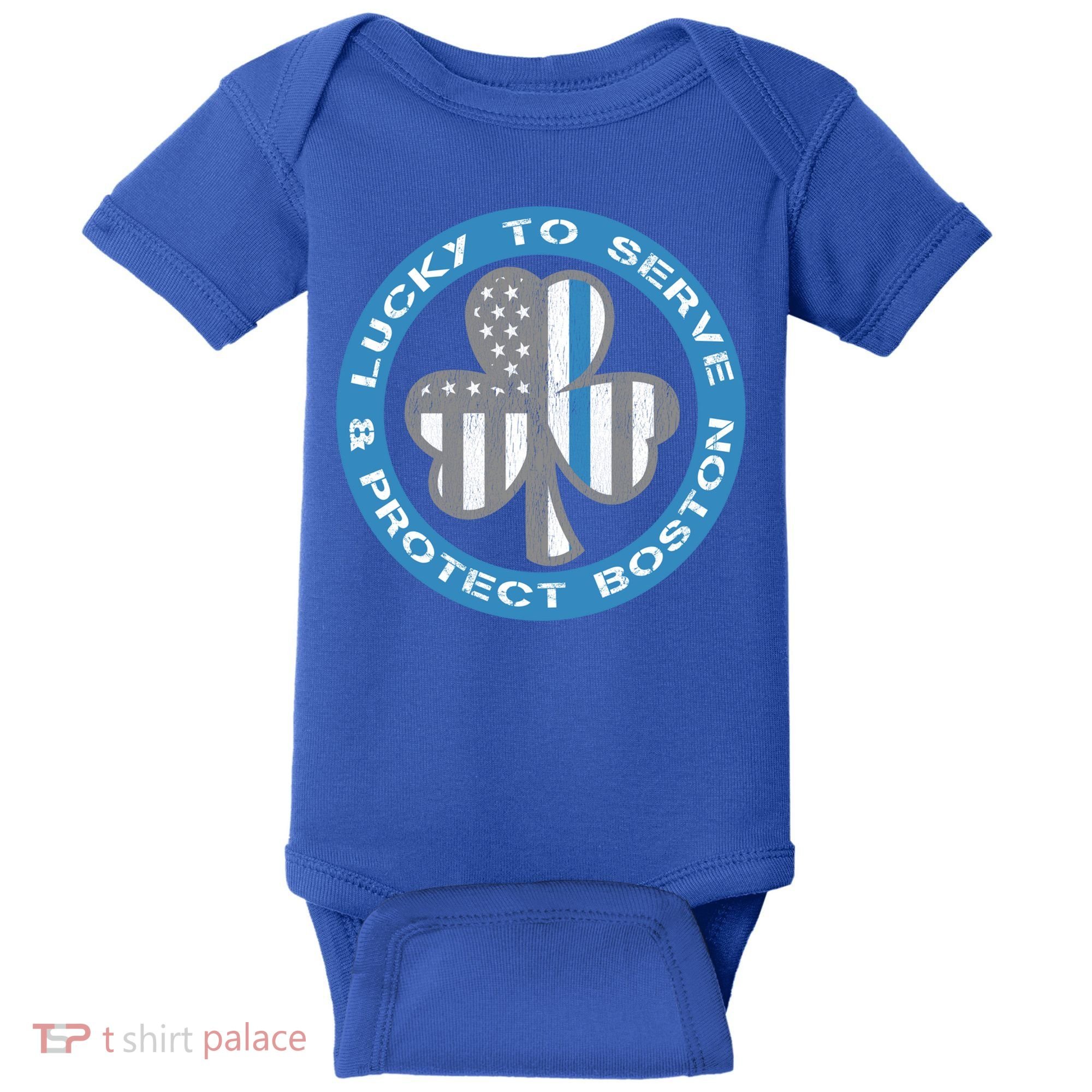 Blue Line American Flag Gift Boston Police St Patricks Day Cute Gift Baby Bodysuit